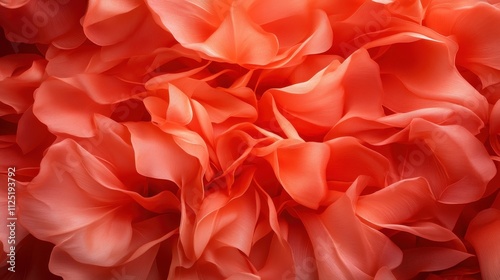 A mesmerizing floral abstraction featuring vibrant coral red waves that appear like delicate petals, creating a beautifully soft and harmonious visual essence. photo