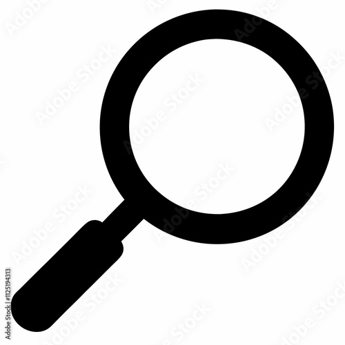 Black Silhouette Magnifying Glass Vector Art Illustration