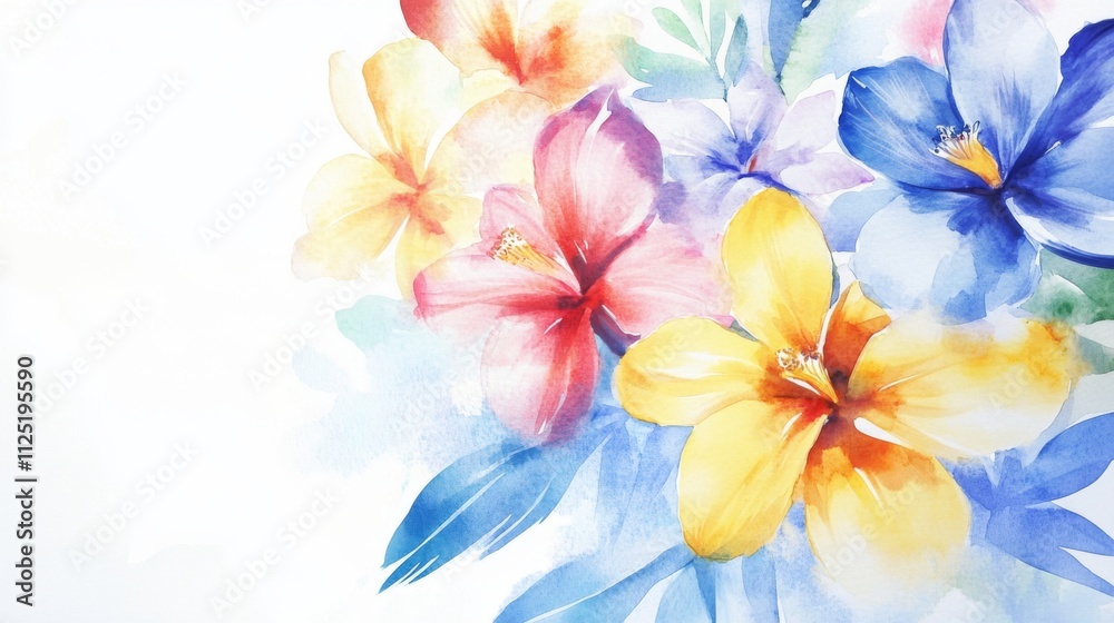 Naklejka premium Watercolor Floral Bouquet - Vibrant Flowers in Artistic Style