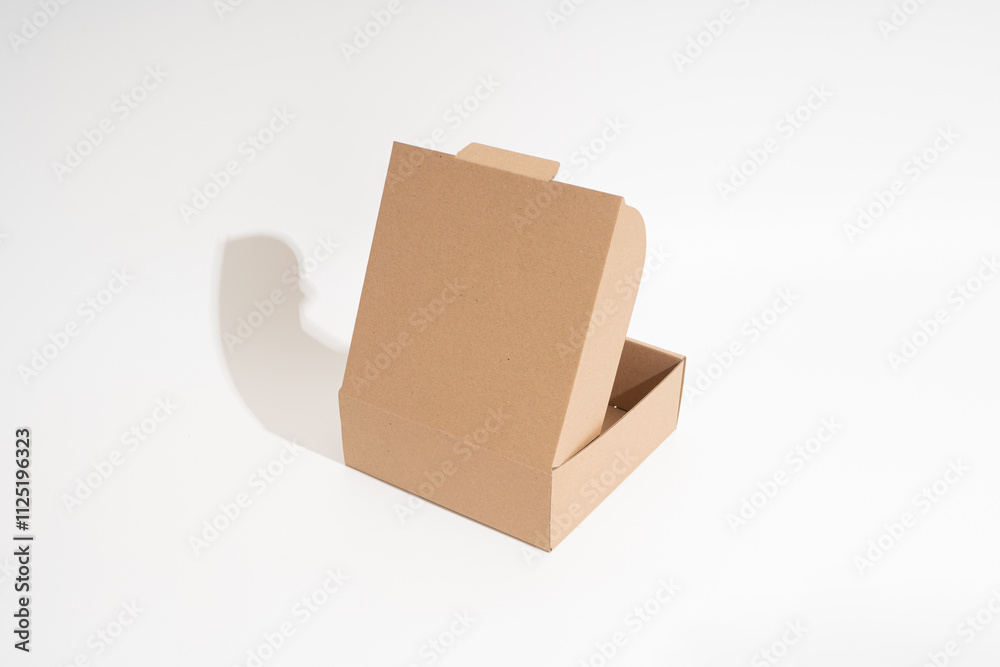 cardboard box on a white background, box parcel mockup template