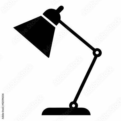 Black Silhouette Study Lamp Vector Art Illustration