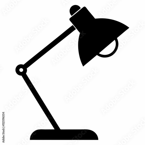 Black Silhouette Study Lamp Vector Art Illustration