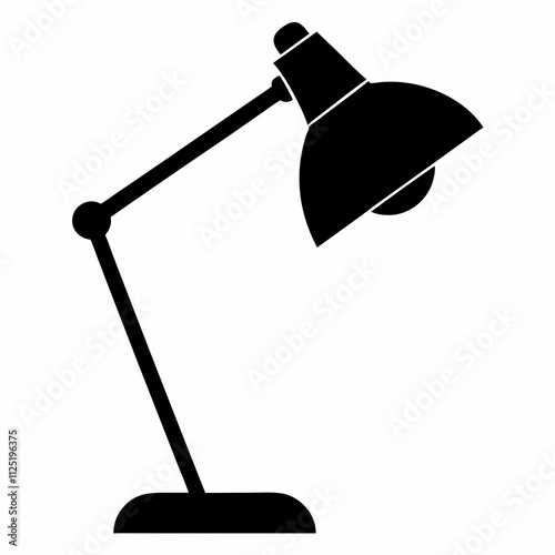 Black Silhouette Study Lamp Vector Art Illustration