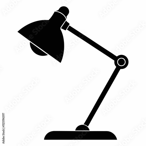 Black Silhouette Study Lamp Vector Art Illustration