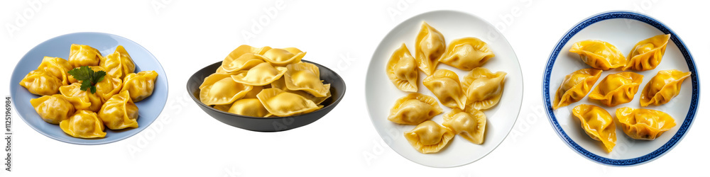 Delicious dumplings served in various styles and colors, perfect for sharing! on transparent background Delicious dumplings served in various styles and colors, perfect for sharing! on transparent background