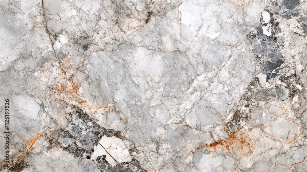 Fototapeta premium Beautiful white and gray marble surface with intricate patterns and natural minerals