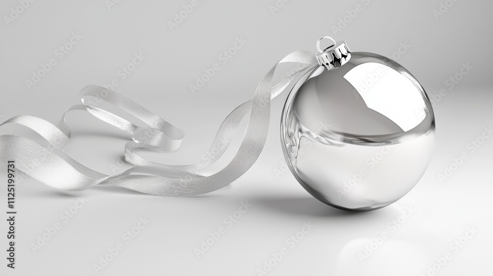 Elegant Silver Christmas Ornament with Ribbon