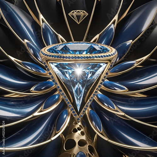 beautiful blue diamond  jewelry for branding and design. digital artwork.  Ai generated