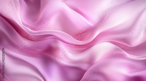 A beautifully arranged pink satin fabric displaying soft, flowing waves. The elegant texture captures light, creating a gentle and ethereal ambiance.