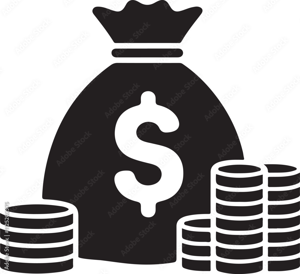 Money Bag Silhouette Vector Illustration Design