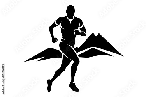 Trail Runner: Vector Illustration of Active Athlete Running Outdoors