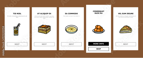 greek cuisine food lunch onboarding mobile vector salad dinner, meal mediterranean, plate greece, healthy fresh, dish, appetizer feta greek cuisine food lunch illustrations
