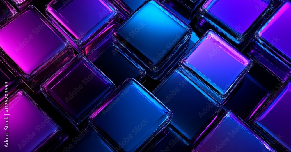 Dark Blue and Purple Rectangles with Glowing Edges AI generated illustration Dark Blue and Purple Rectangles with Glowing Edges AI generated illustration