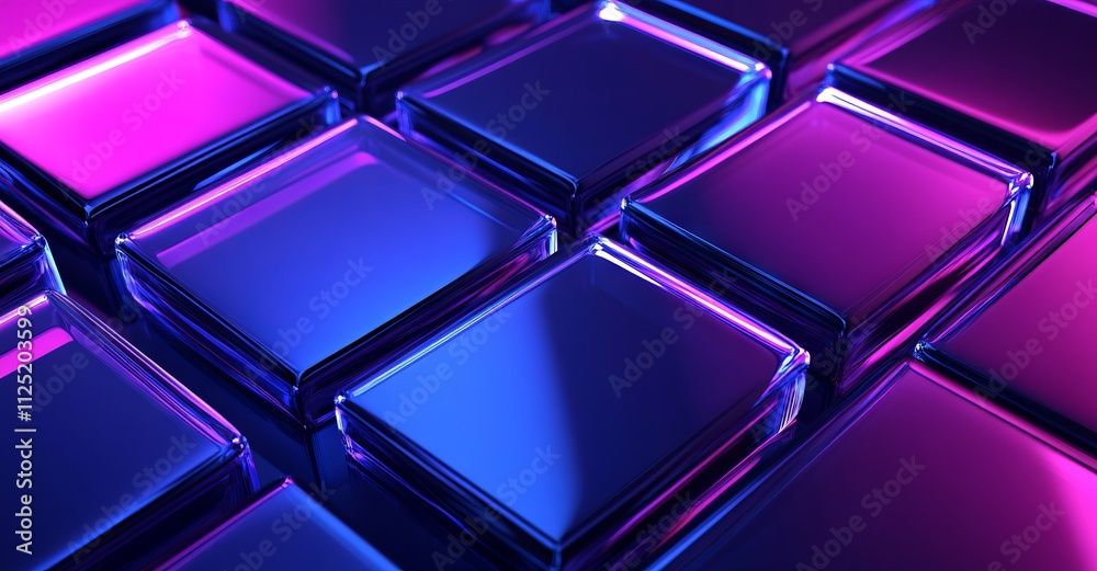 Dark Blue and Purple Rectangles with Glowing Edges AI generated illustration Dark Blue and Purple Rectangles with Glowing Edges AI generated illustration