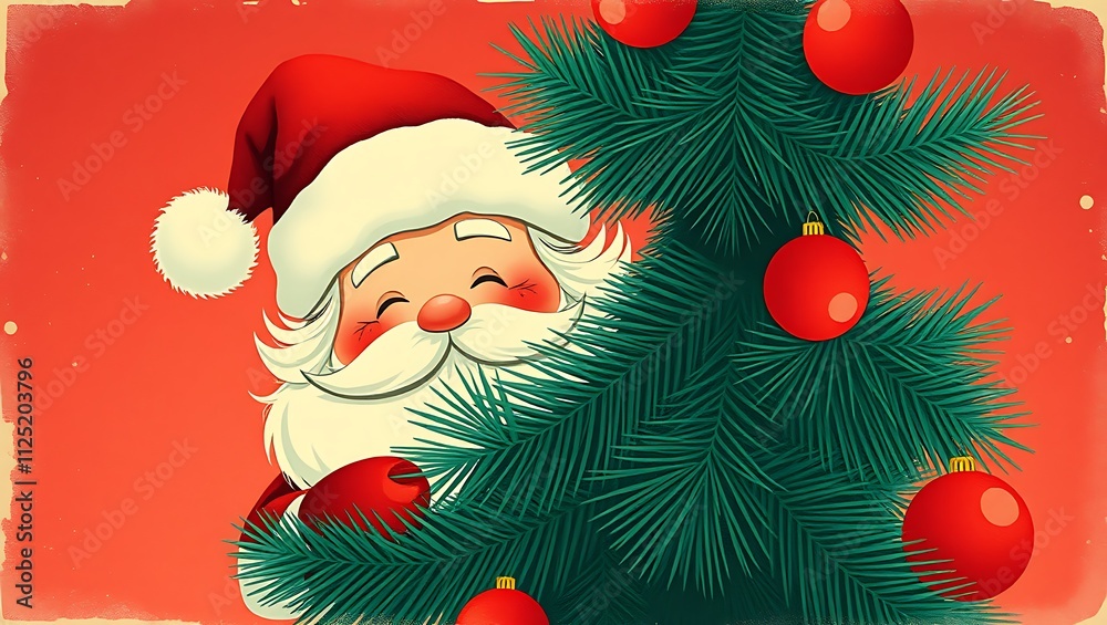 Obraz premium Santa Claus with a wrapped present gift box