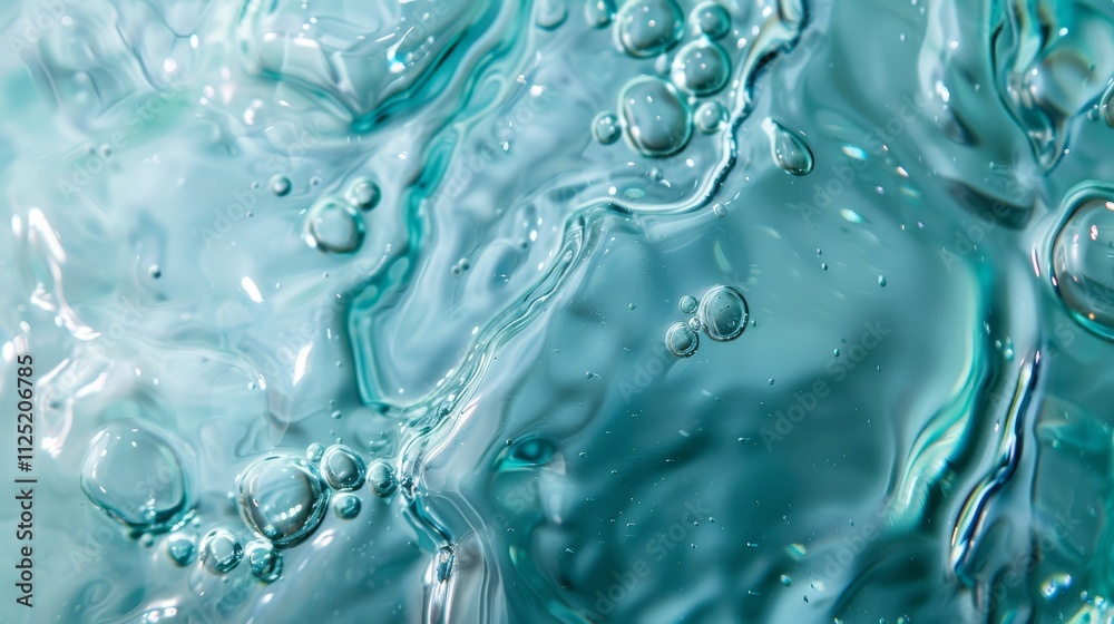 Blue gel texture with bubbles and waves