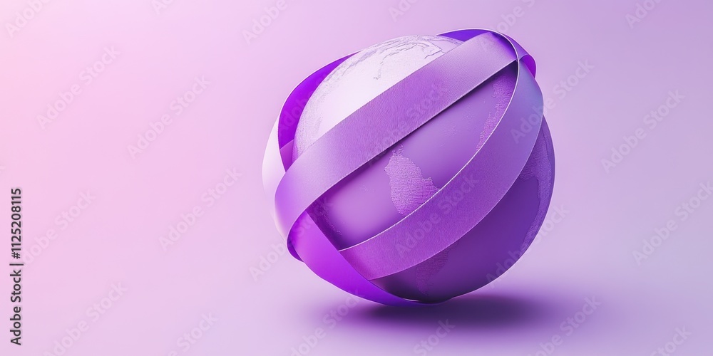 Global Unity Concept: A 3D Render of Earth Enveloped in a Purple Ribbon Symbolizing World Peace and Connection Global Unity Concept: A 3D Render of Earth Enveloped in a Purple Ribbon Symbolizing World Peace and Connection