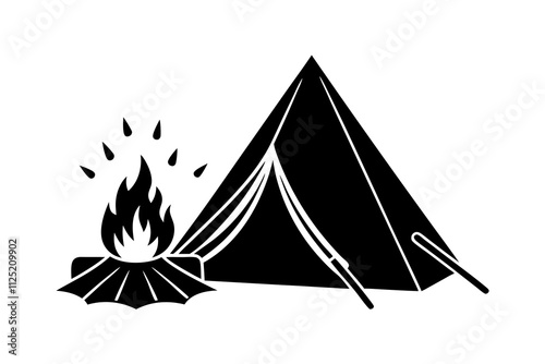 Tent and Campfire: Outdoor Adventure Vector Illustration