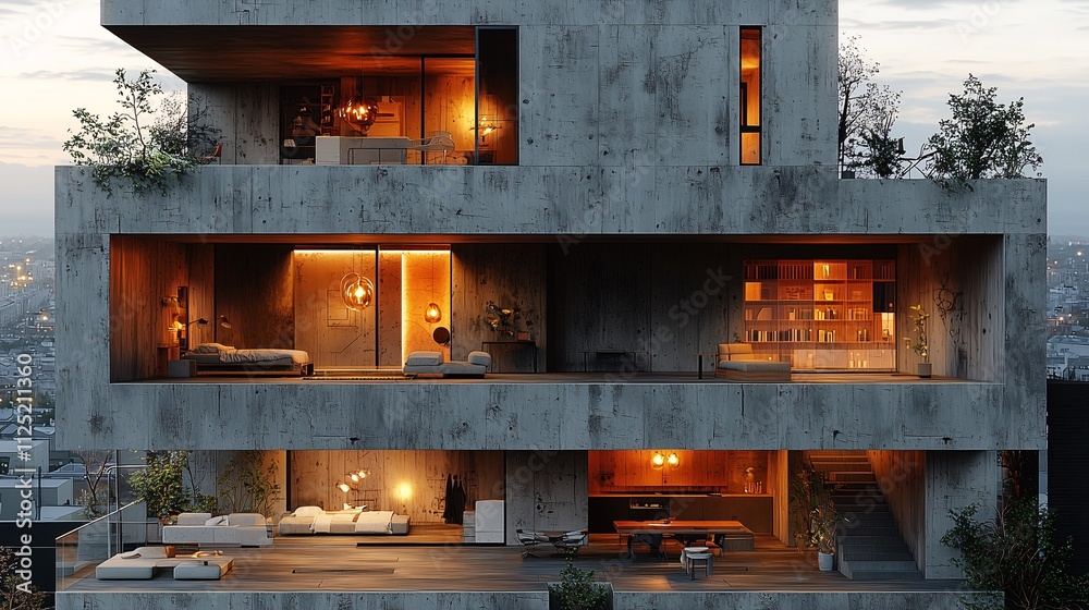 Loft interior design open living space with soft Loft interior design open living space with soft
