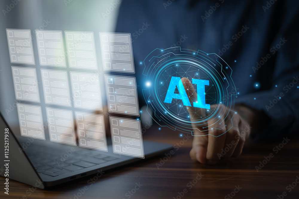 Programmer using AI technology to develop innovative software solutions that improve efficiency and automate complex tasks.