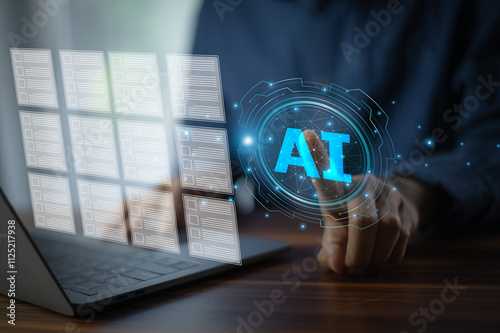 Obraz na płótnie Programmer using AI technology to develop innovative software solutions that improve efficiency and automate complex tasks. w salonie