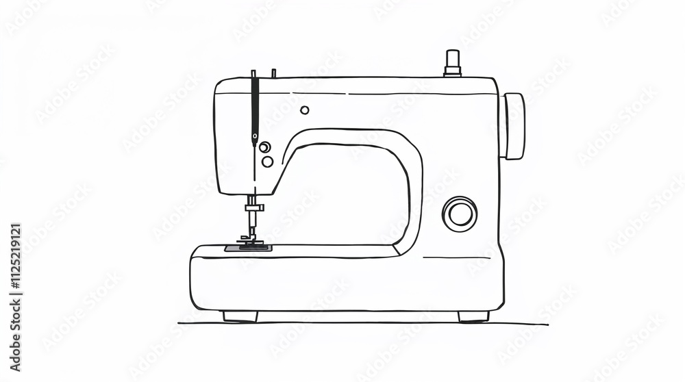 Sewing machine sketch illustration with minimalistic design on white background Sewing machine sketch illustration with minimalistic design on white background