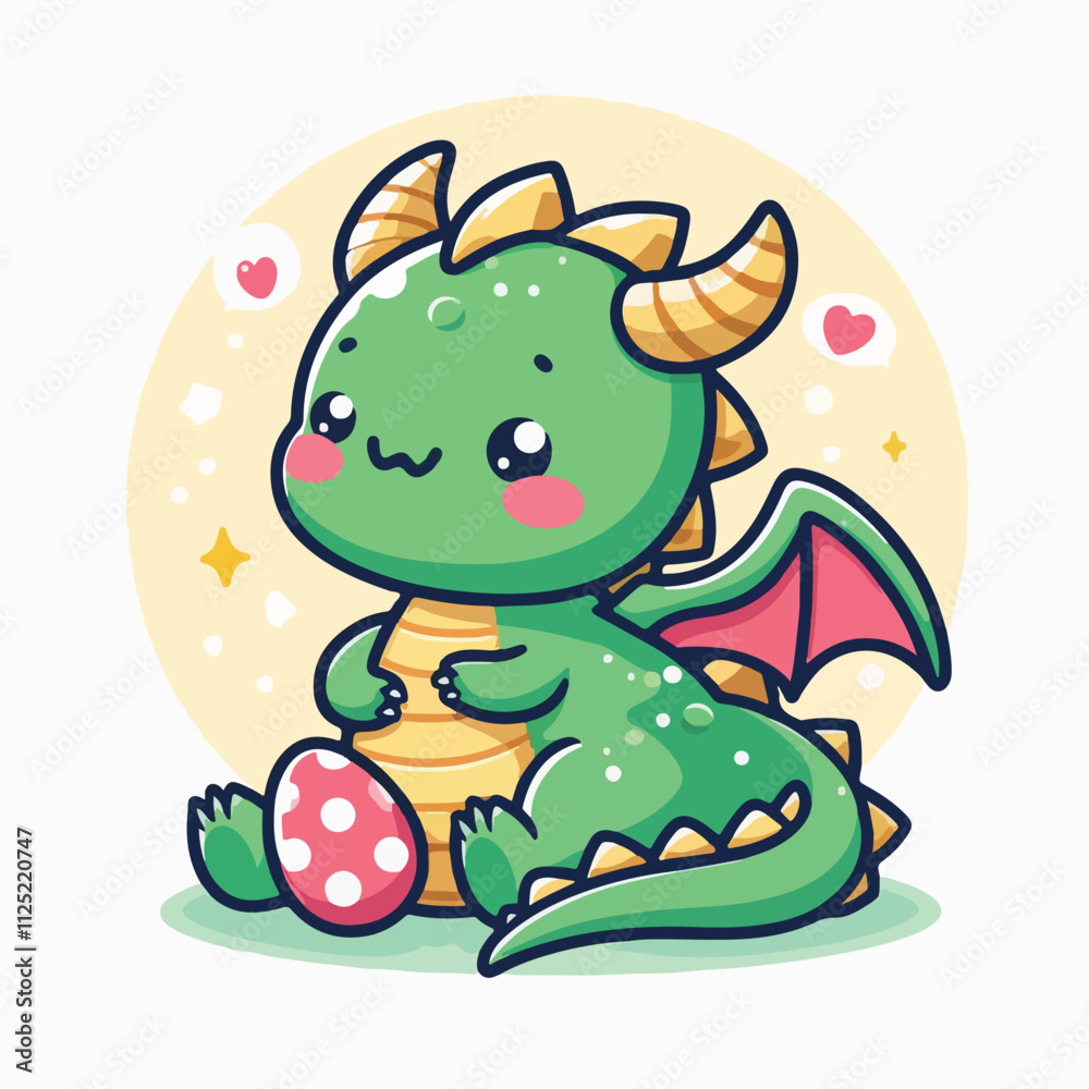 Obraz premium Vector cute and cheerful dragon child