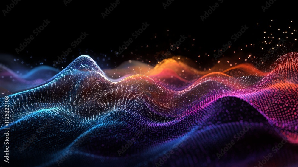 Abstract colorful waves of glowing particles. Abstract colorful waves of glowing particles.