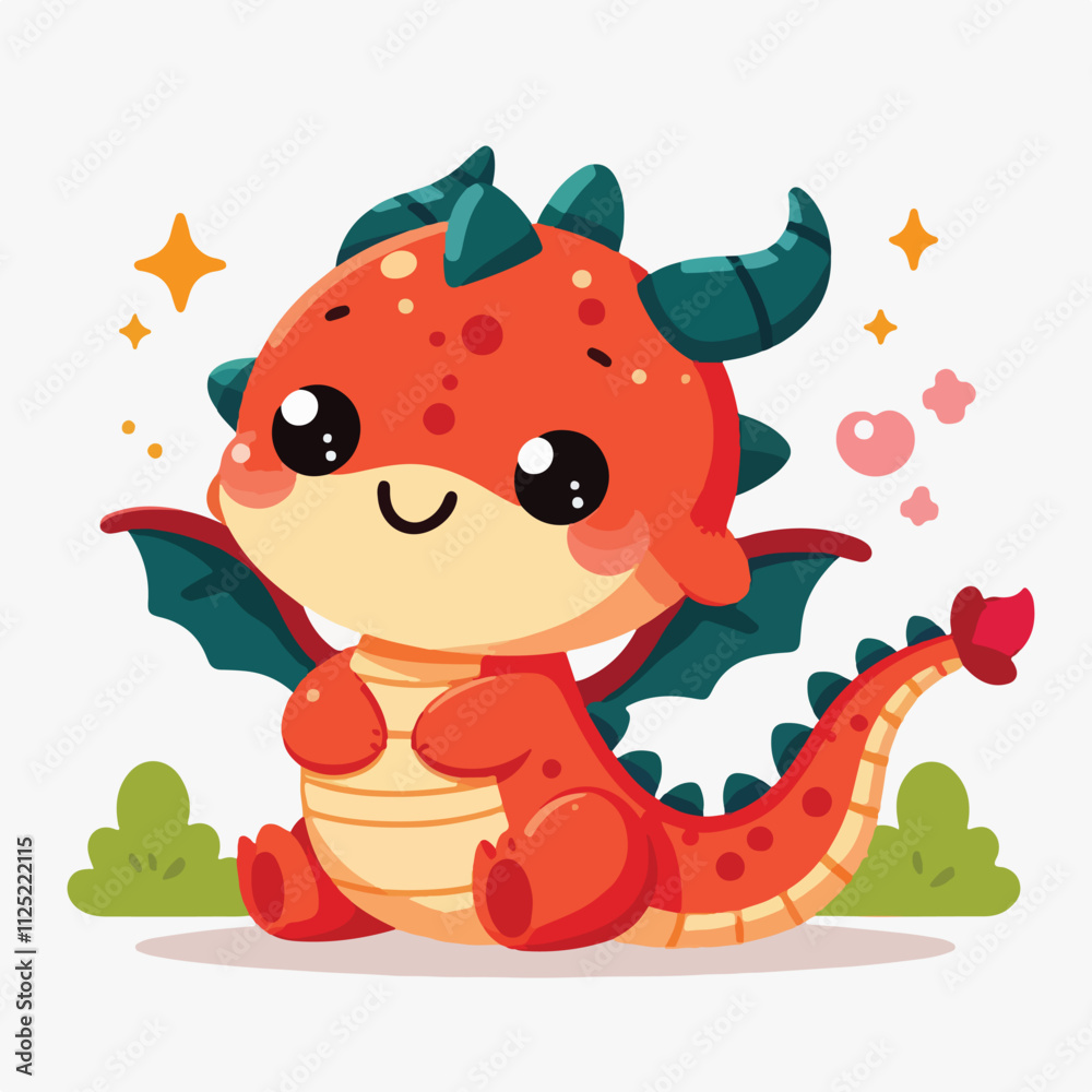 Obraz premium Vector cute dragon in flight