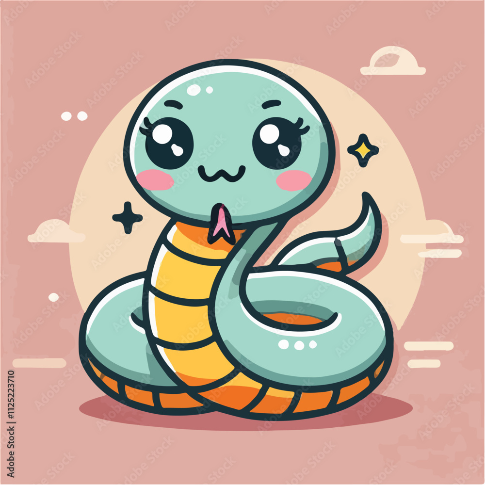 Fototapeta premium Simple and cute snake character vector