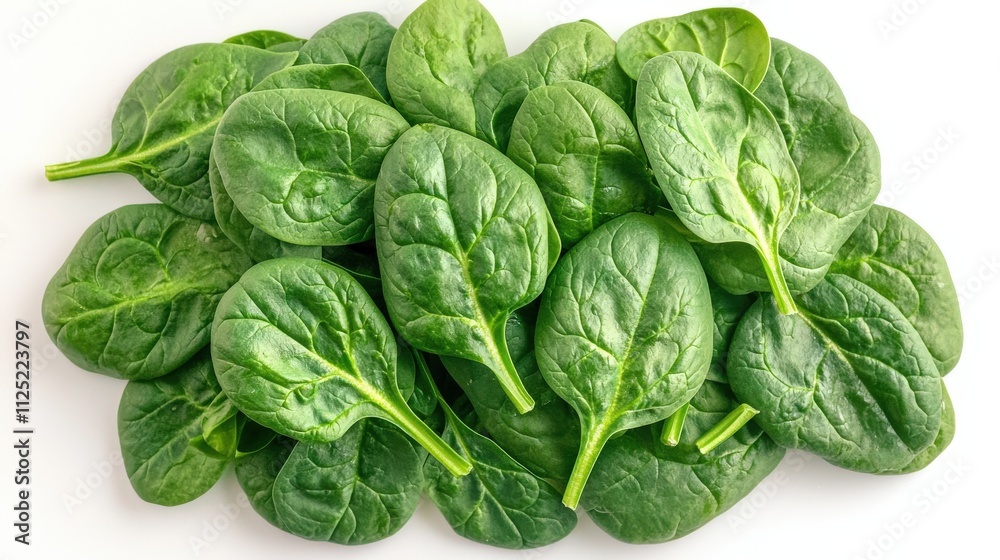 Fresh spinach leaves pile isolated on white background. Fresh spinach leaves pile isolated on white background.