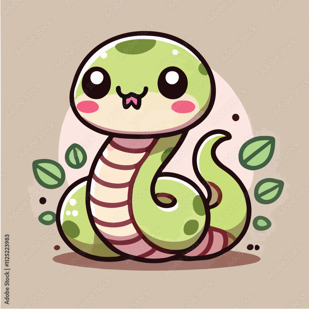 Fototapeta premium Simple and cute snake character vector