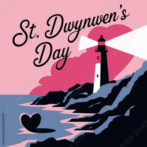 st. dwynwen;s day , card, vector