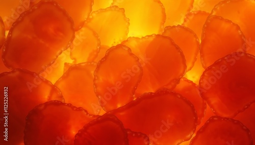 Carnelian Slice Background with Warm Hues of Orange, Amber, and Red Blending Seamlessly with Translucent Layers, Glowing and Dynamic