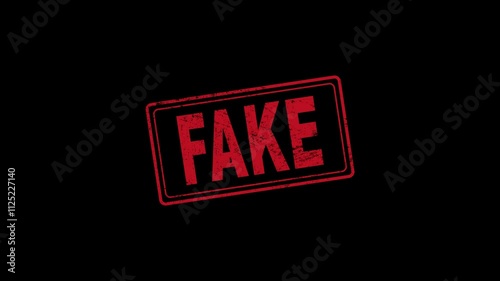 Stamp fake icon on black background. creative 4k footage for your video project.