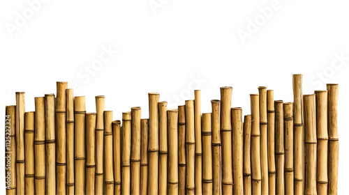 Bamboo fence, white isolate background