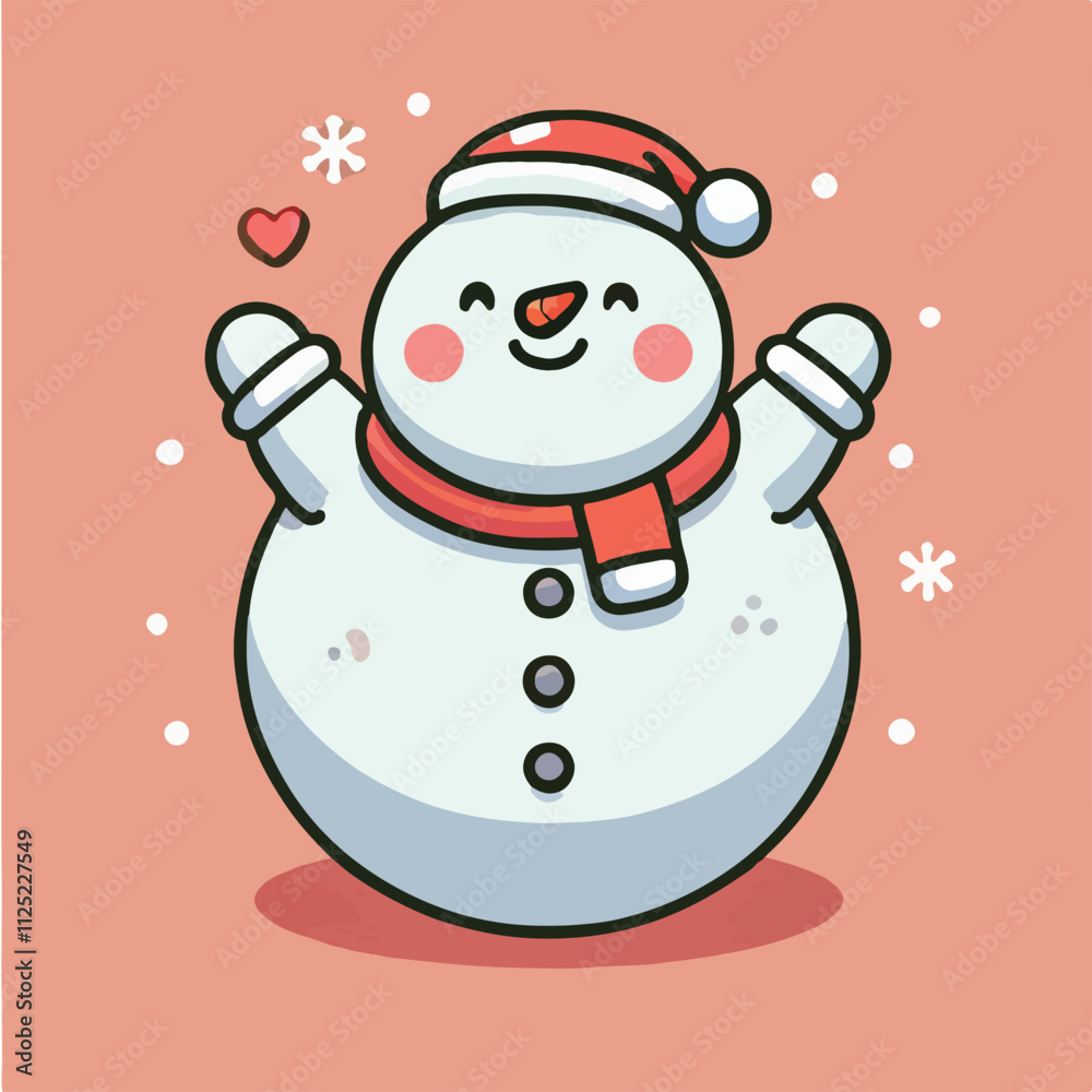 Vector snowman with a cute and simple hat Vector snowman with a cute and simple hat