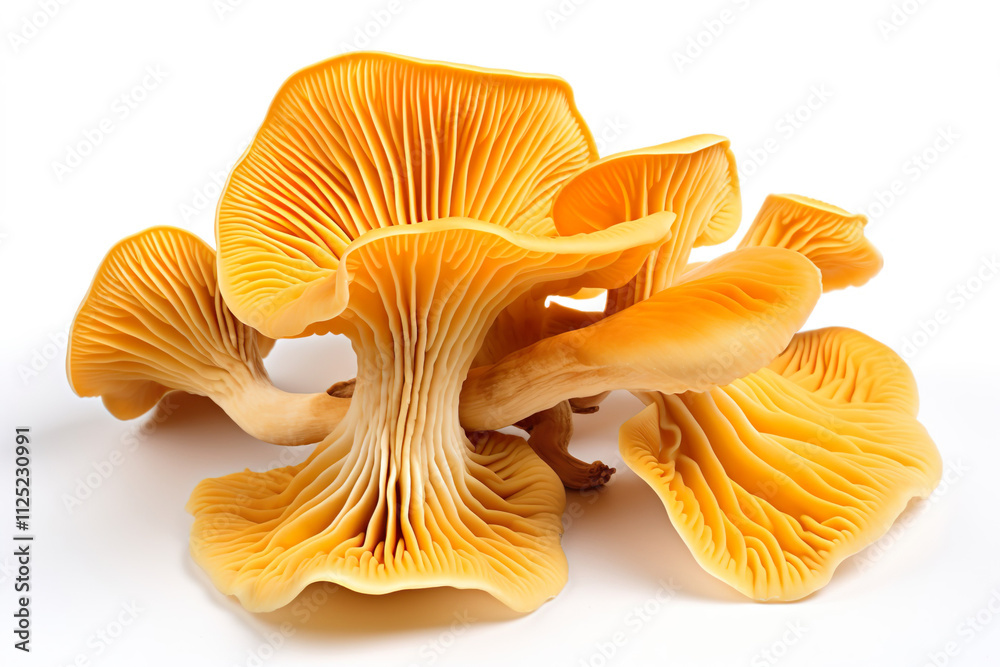 Chanterelle mushrooms isolated on clear white background Chanterelle mushrooms isolated on clear white background
