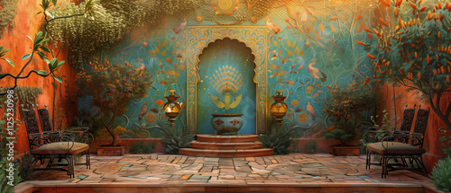 Obraz na płótnie Landscape house and Resort garden design ideas Indian style w salonie