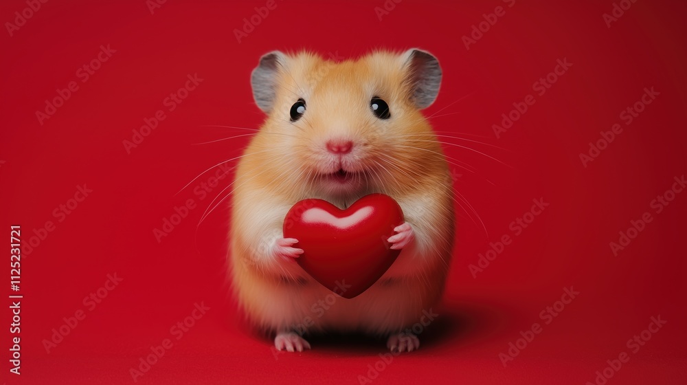 Adorable Hamster Holding a Heart Motif Adorable Hamster Holding a Heart Motif