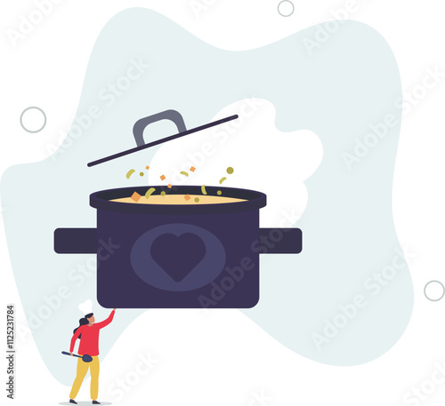 Delicious and healthy homemade food. Diet, weight loss, vegetarians. Graphic elements for cafe and restaurant websites.flat characters.