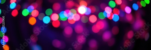 Colorful bokeh lights create a festive atmosphere at a holiday celebration in December