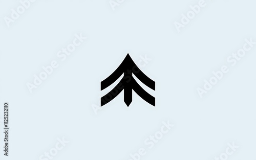 Upward Black Arrow Vector Style Illustration on White Background