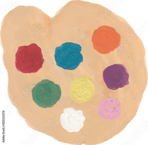 colourful paint palette painting hand drawn watercolour illustration