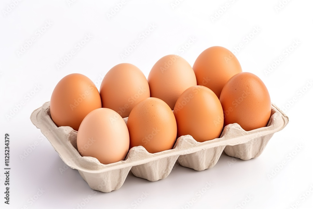 chicken eggs in paper tray isolated on clear white background chicken eggs in paper tray isolated on clear white background