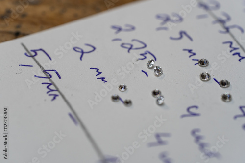 The work of jeweler. Trial jewelry of semiprecious metals. Ring. Selective focus. Macro photo.