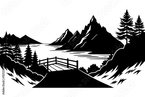 Scenic Overlook: Breathtaking View Landscape Illustration