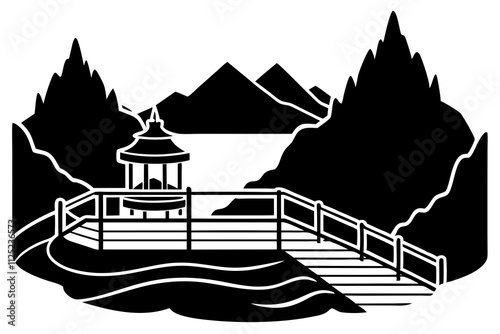 Scenic Overlook: Breathtaking View Landscape Illustration