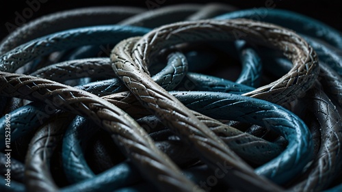 close up of a blue rope , AI Generated.