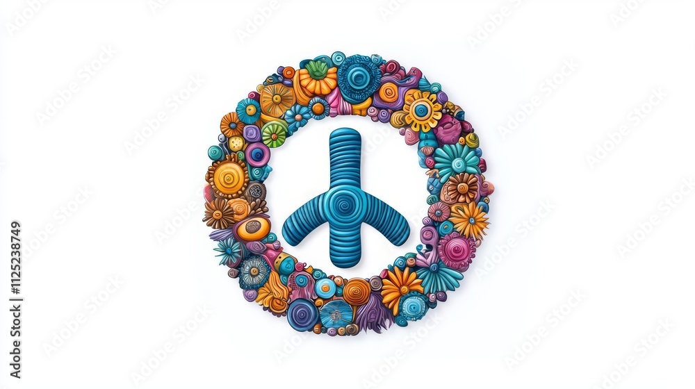 Vibrant peace symbol made with flowers Vibrant peace symbol made with flowers